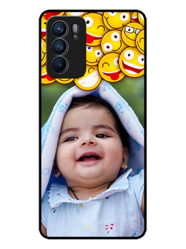 Custom Oppo Reno 6 5G Custom Metal Phone CaseWith Smiley Emoji Design