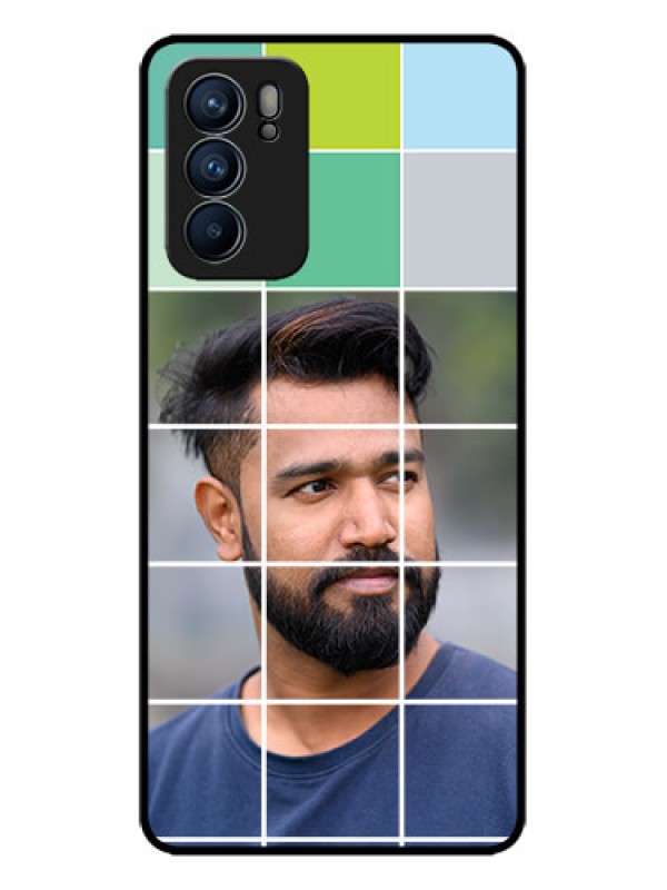 Custom Oppo Reno 6 5G Custom Metal Phone CaseWith White Box Pattern