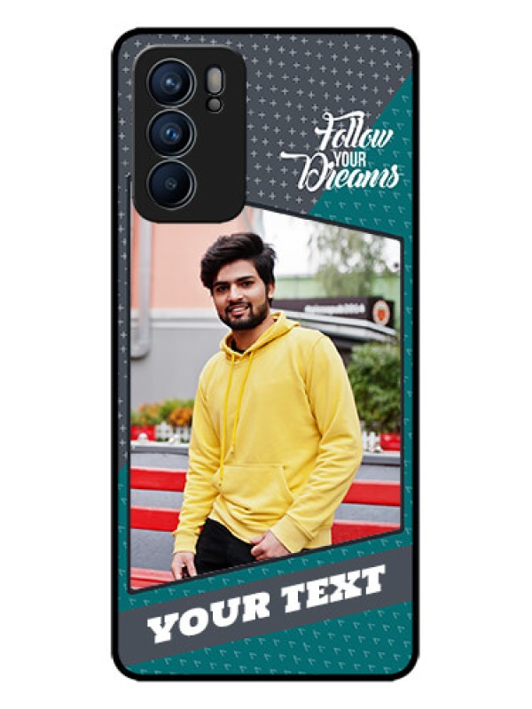 Custom Oppo Reno 6 5G Custom Metal Phone CaseBackground Pattern Design With Quote