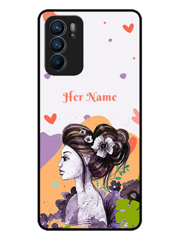 Custom Oppo Reno 6 5G Custom Metal Phone CaseWoman And Nature Design