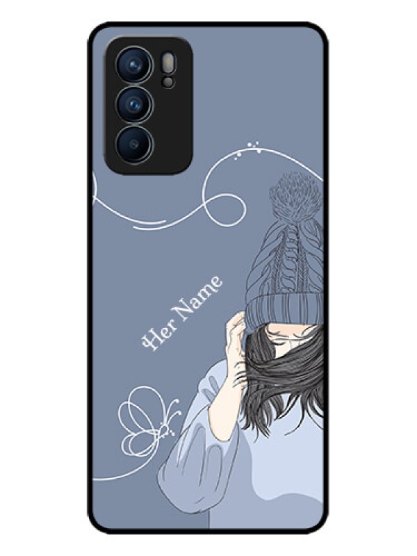 Custom Oppo Reno 6 5G Custom Metal Phone CaseGirl In Winter Outfit Design