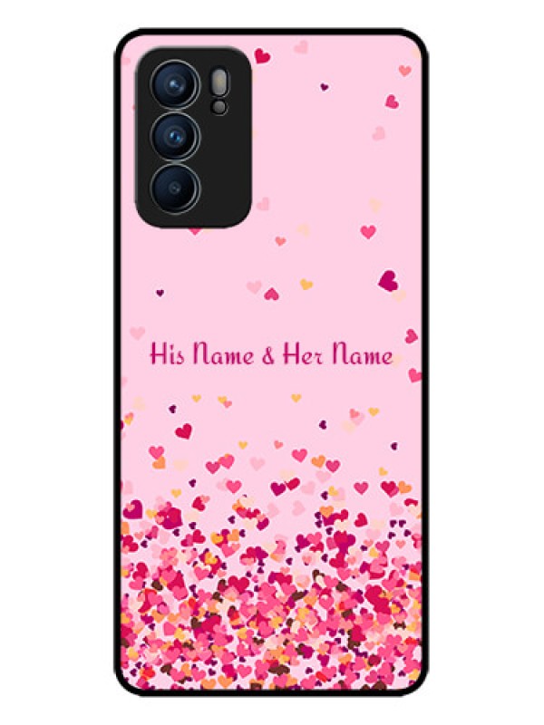 Custom Oppo Reno 6 5G Custom Metal Phone CaseFloating Hearts Design