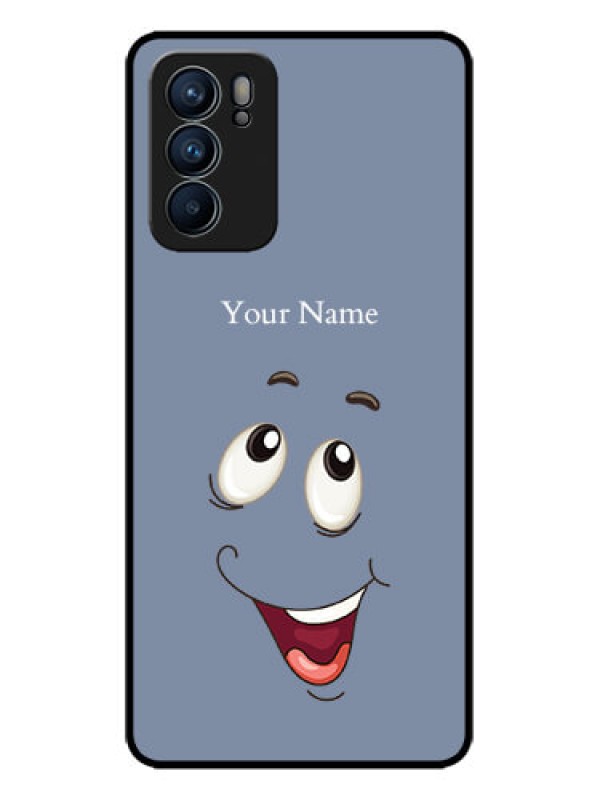 Custom Oppo Reno 6 5G Custom Metal Phone CaseLaughing Cartoon Face Design