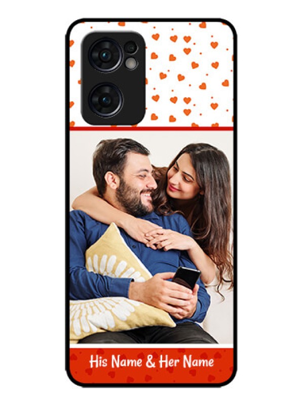 Custom Oppo Reno 7 5G Custom Metal Phone CaseOrange Love Symbol Design