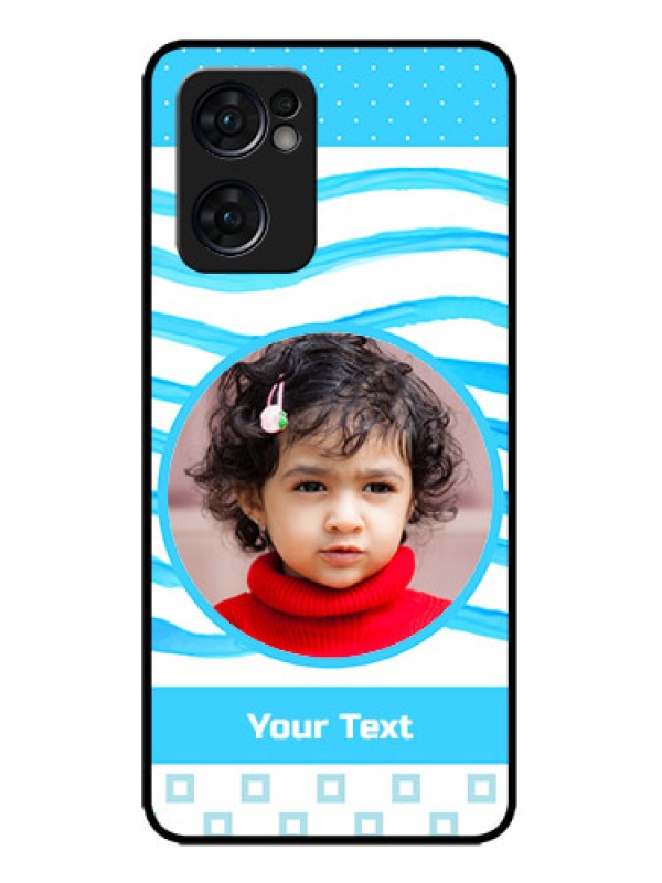 Custom Oppo Reno 7 5G Custom Metal Phone CaseSimple Blue Case Design