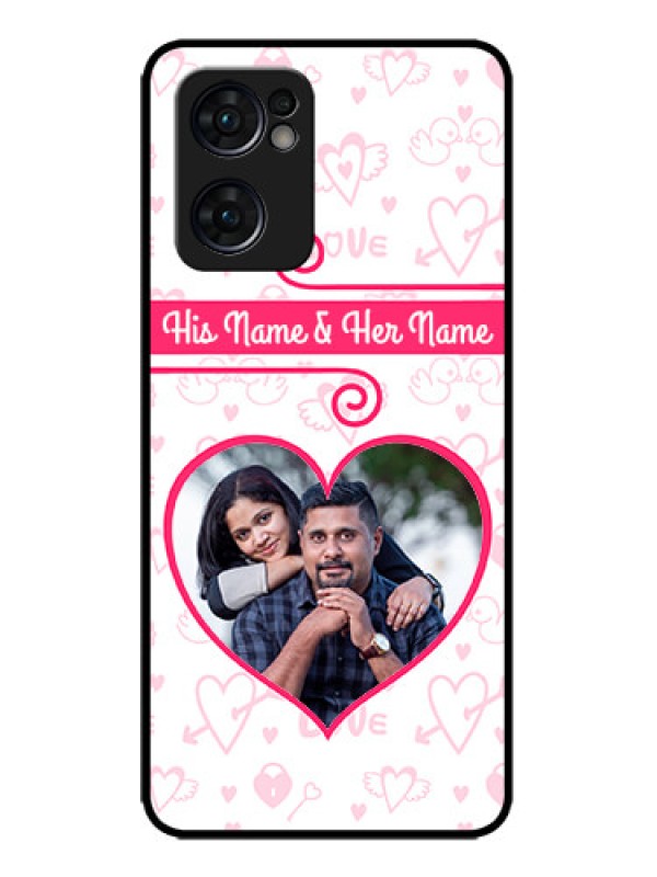 Custom Oppo Reno 7 5G Custom Metal Phone CaseHeart Shape Love Design