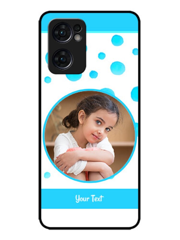 Custom Oppo Reno 7 5G Custom Metal Phone CaseBlue Bubbles Pattern Design