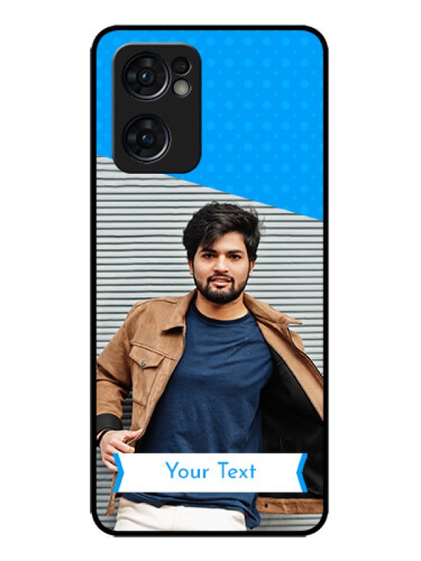 Custom Oppo Reno 7 5G Custom Metal Phone CaseSimple Blue Color Design