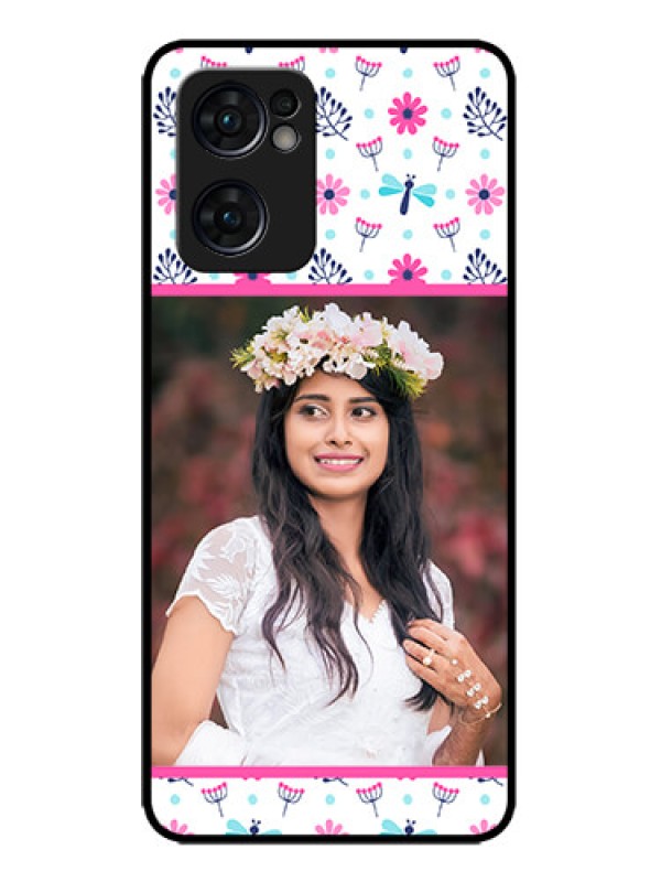 Custom Oppo Reno 7 5G Custom Metal Phone CaseColorful Flower Design
