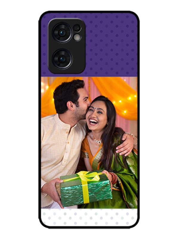 Custom Oppo Reno 7 5G Custom Metal Phone CaseViolet Colored Pattern Design