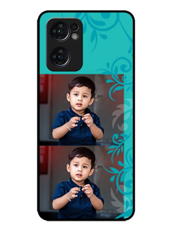 Custom Oppo Reno 7 5G Custom Metal Phone CaseWith Photo And Green Floral Design