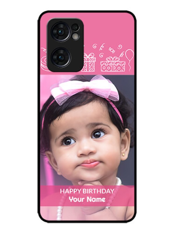Custom Oppo Reno 7 5G Custom Metal Phone CaseWith Birthday Line Art Design