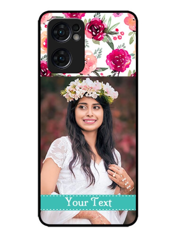Custom Oppo Reno 7 5G Custom Metal Phone CaseWater Colors Floral Design