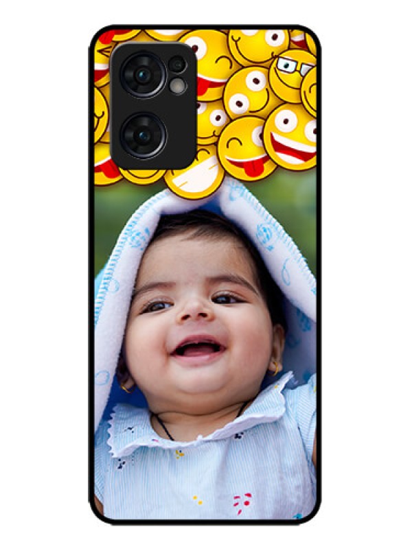 Custom Oppo Reno 7 5G Custom Metal Phone CaseWith Smiley Emoji Design
