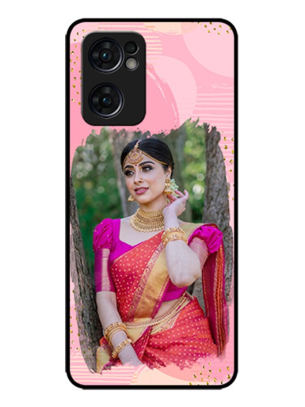 Custom Oppo Reno 7 5G Custom Metal Phone CaseGold Glitter Splash Design