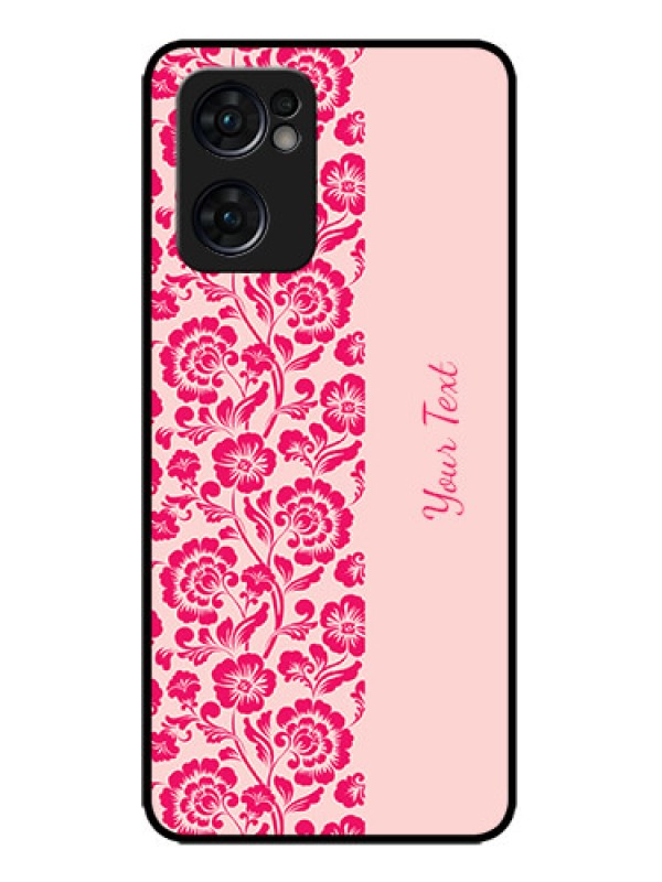 Custom Oppo Reno 7 5G Custom Metal Phone CaseAttractive Floral Pattern Design