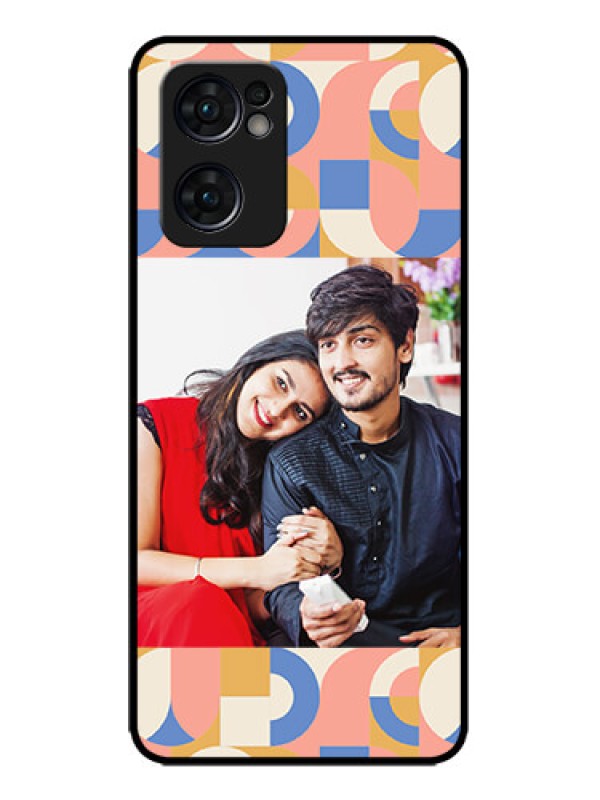Custom Oppo Reno 7 5G Custom Metal Phone CaseSemi - Circle Maze Pattern Design