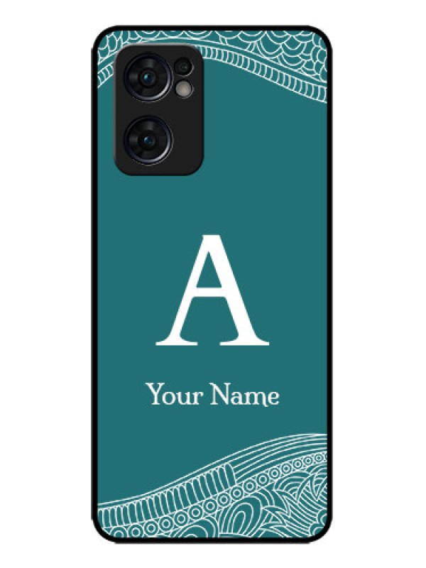 Custom Oppo Reno 7 5G Custom Metal Phone CaseLine Art Pattern With Custom Name Design