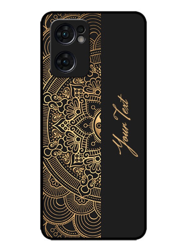 Custom Oppo Reno 7 5G Custom Metal Phone CaseMandala Art With Custom Text Design