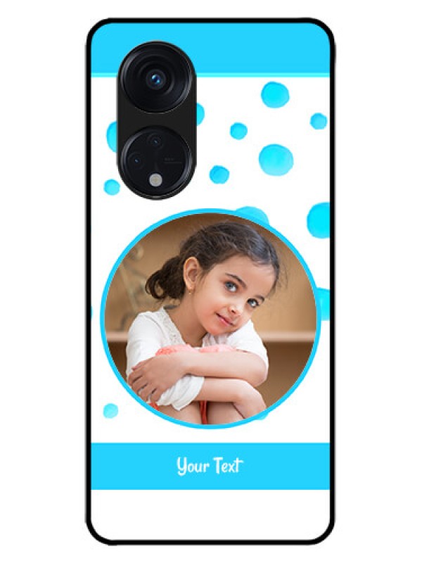 Custom Oppo Reno 8T 5G Custom Metal Phone CaseBlue Bubbles Pattern Design