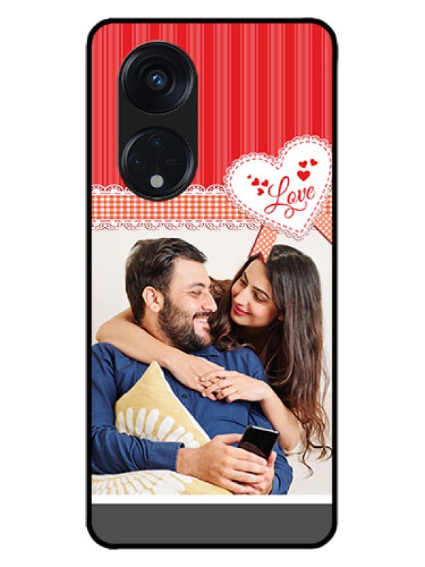Custom Oppo Reno 8T 5G Custom Metal Phone CaseRed Love Pattern Design