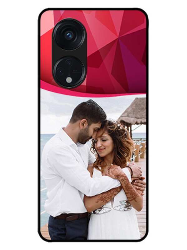 Custom Oppo Reno 8T 5G Custom Metal Phone CaseRed Abstract Design