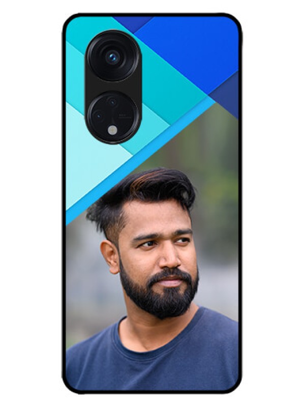 Custom Oppo Reno 8T 5G Custom Metal Phone CaseBlue Pattern Design