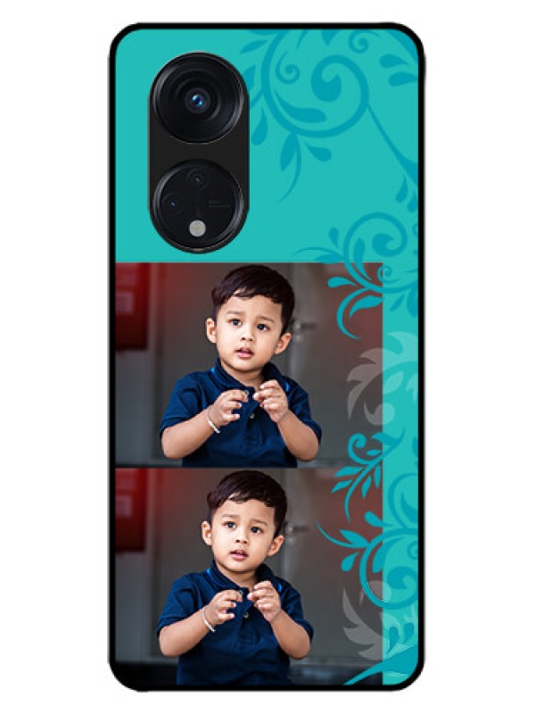 Custom Oppo Reno 8T 5G Custom Metal Phone CaseWith Photo And Green Floral Design