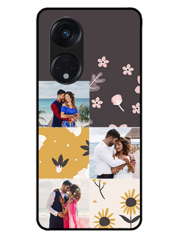 Custom Oppo Reno 8T 5G Custom Metal Phone Case3 Images With Floral Design