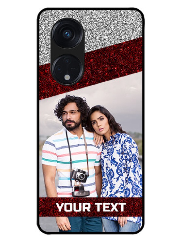 Custom Oppo Reno 8T 5G Custom Metal Phone CaseImage Holder With Glitter Strip Design