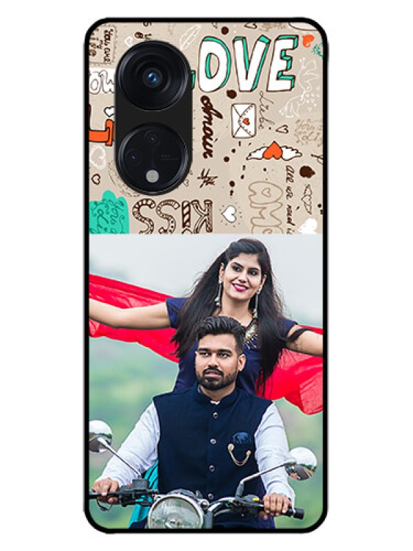 Custom Oppo Reno 8T 5G Custom Metal Phone CaseLove Doodle Pattern