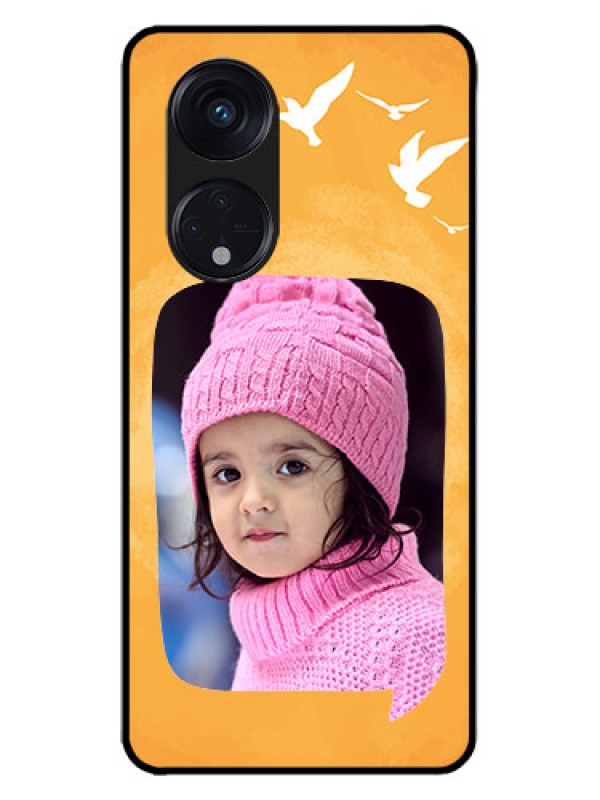 Custom Oppo Reno 8T 5G Custom Metal Phone CaseWater Color Design With Bird Icons