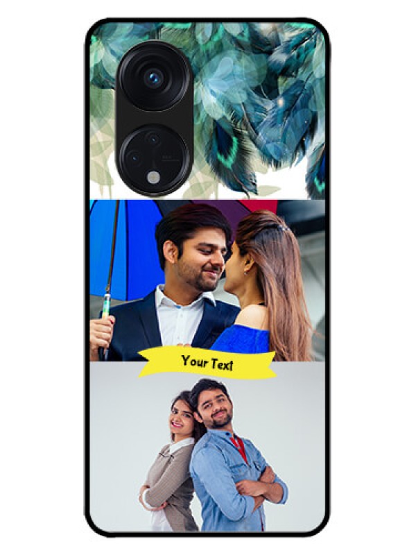 Custom Oppo Reno 8T 5G Custom Metal Phone CaseImage With Boho Peacock Feather Design