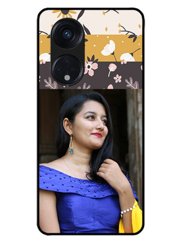 Custom Oppo Reno 8T 5G Custom Metal Phone CaseStylish Floral Design