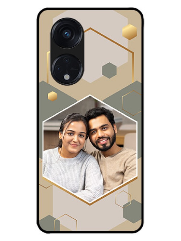 Custom Oppo Reno 8T 5G Custom Metal Phone CaseStylish Hexagon Pattern Design
