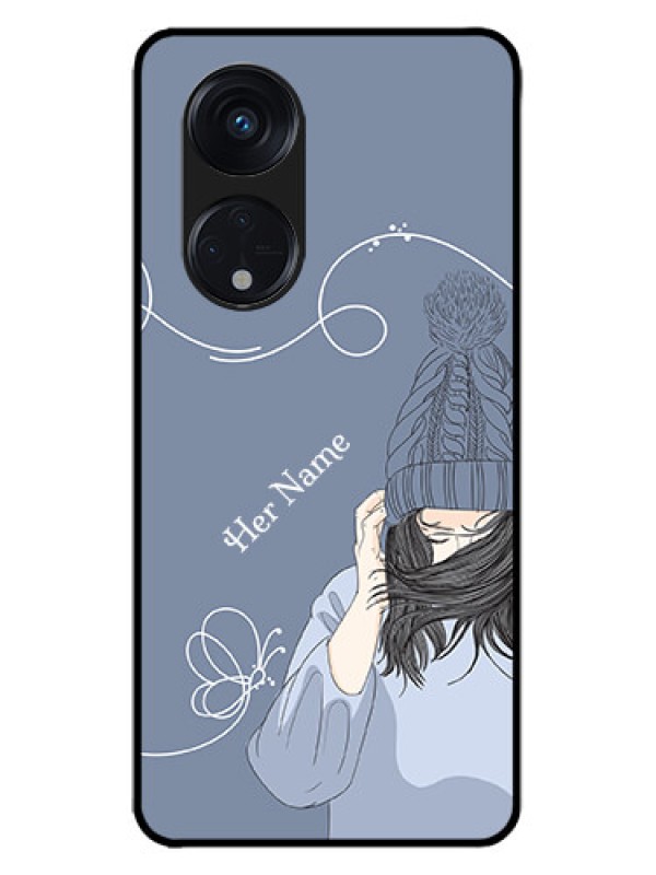 Custom Oppo Reno 8T 5G Custom Metal Phone CaseGirl In Winter Outfit Design