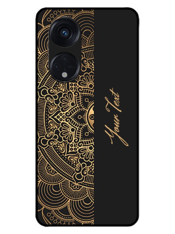 Custom Oppo Reno 8T 5G Custom Metal Phone CaseMandala Art With Custom Text Design