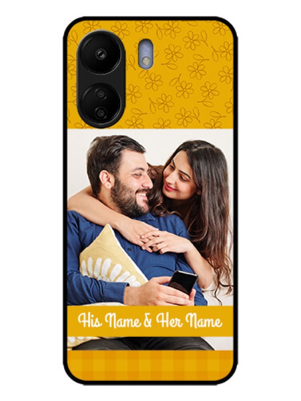 Custom Poco C65 Custom Metal Phone Case - Yellow Floral Design