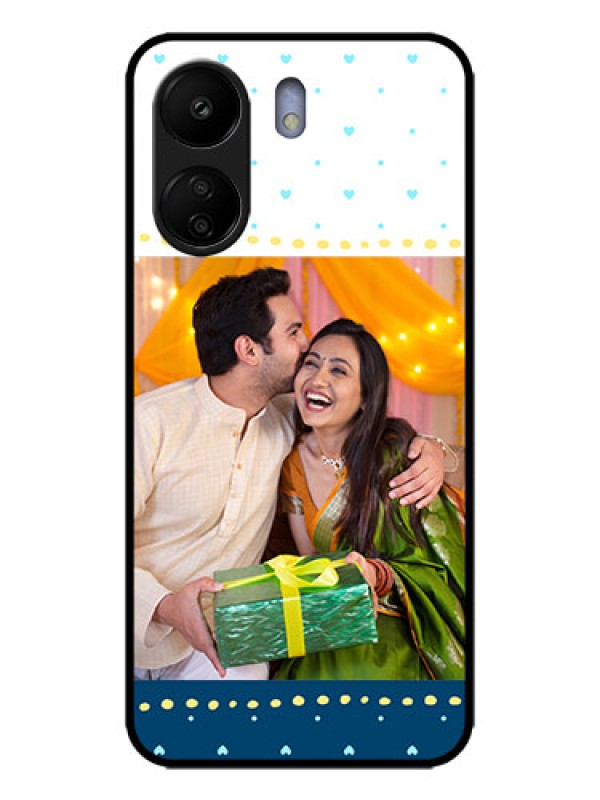 Custom Poco C65 Custom Metal Phone Case - White And Blue Abstract Design