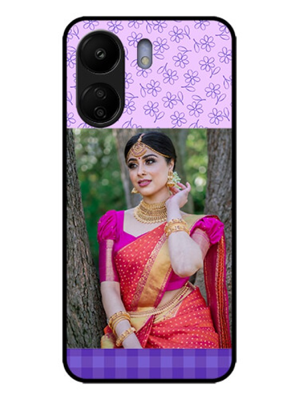 Custom Poco C65 Custom Metal Phone Case - Purple Floral Design