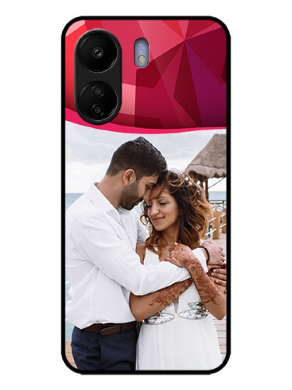 Custom Poco C65 Custom Metal Phone Case - Red Abstract Design