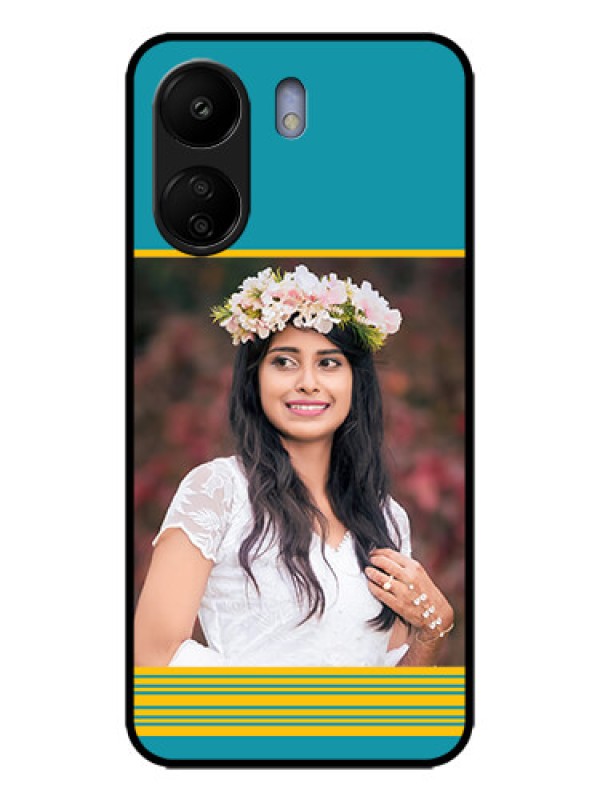 Custom Poco C65 Custom Metal Phone Case - Yellow and Blue Design