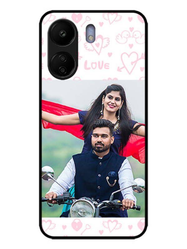 Custom Poco C65 Custom Metal Phone Case - Pink Flying Heart Design