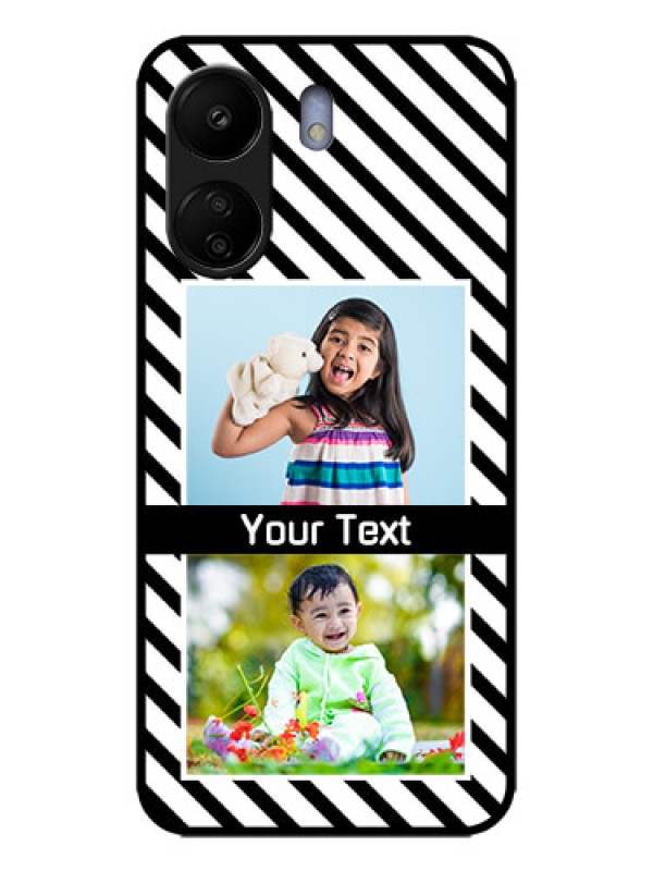 Custom Poco C65 Custom Metal Phone Case - Black And White Stripes Design