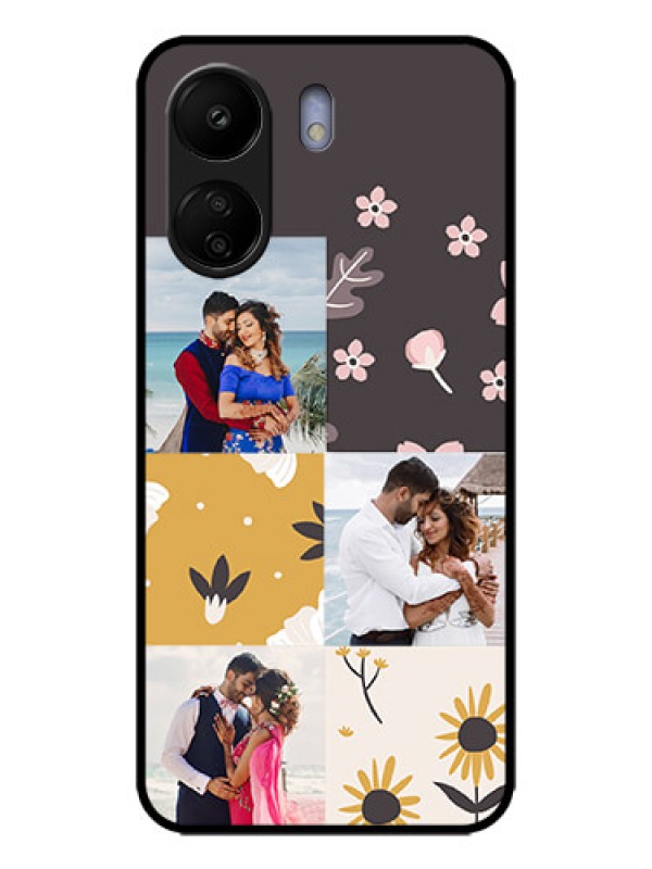 Custom Poco C65 Custom Metal Phone Case - 3 Images With Floral Design