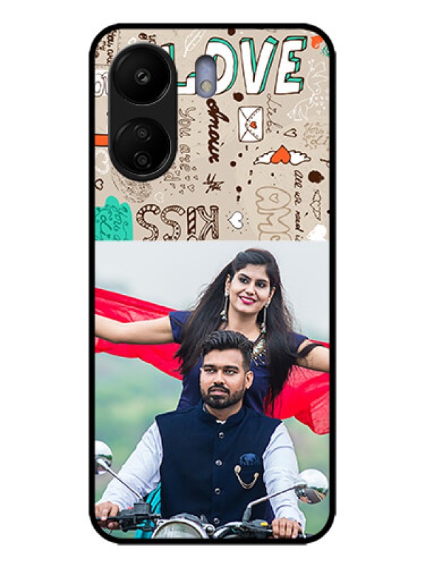 Custom Poco C65 Custom Metal Phone Case - Love Doodle Pattern