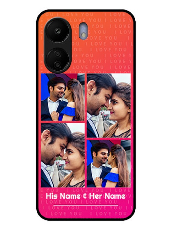 Custom Poco C65 Custom Metal Phone Case - I Love You Pink Design