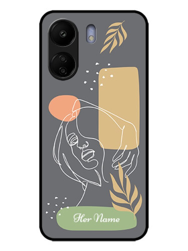 Custom Poco C65 Custom Metal Phone Case - Gazing Woman Line Art Design