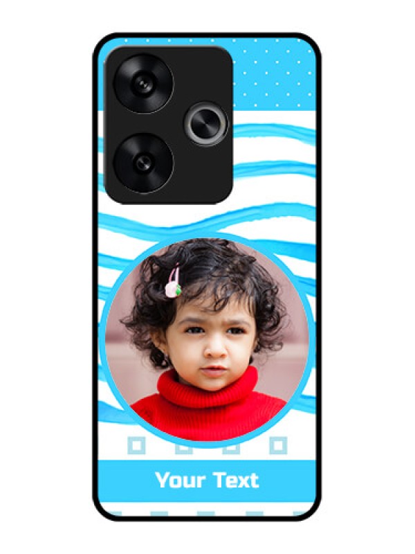 Custom Poco F6 5G Custom Metal Phone CaseSimple Blue Case Design