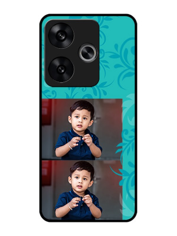 Custom Poco F6 5G Custom Metal Phone CaseWith Photo And Green Floral Design